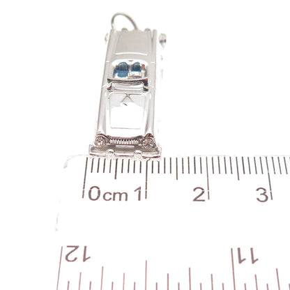 AE Art's Elegance 925 Sterling Vintage Enamel Convertible Car Movable 3D Pendant