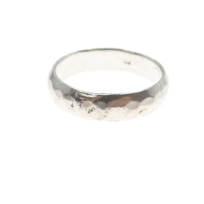 925 Sterling Silver Vintage Hammered Wedding Band Ring Size 8.75