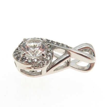 925 Sterling Silver Real White Topaz Gemstone Slide Pendant
