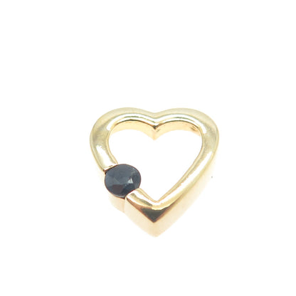 925 Sterling Silver Gold Plated Real Sapphire Heart Slide Pendant