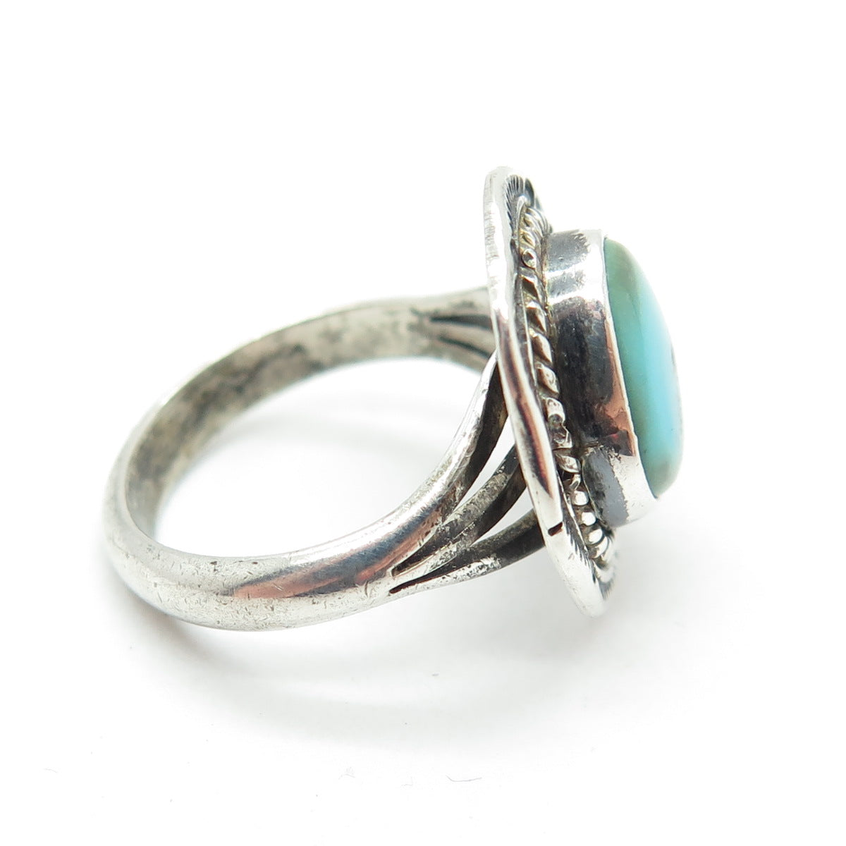 F. ARVISO NAVAJO Old Pawn 925 Sterling Silver Southwestern Turquoise Ring Size 5