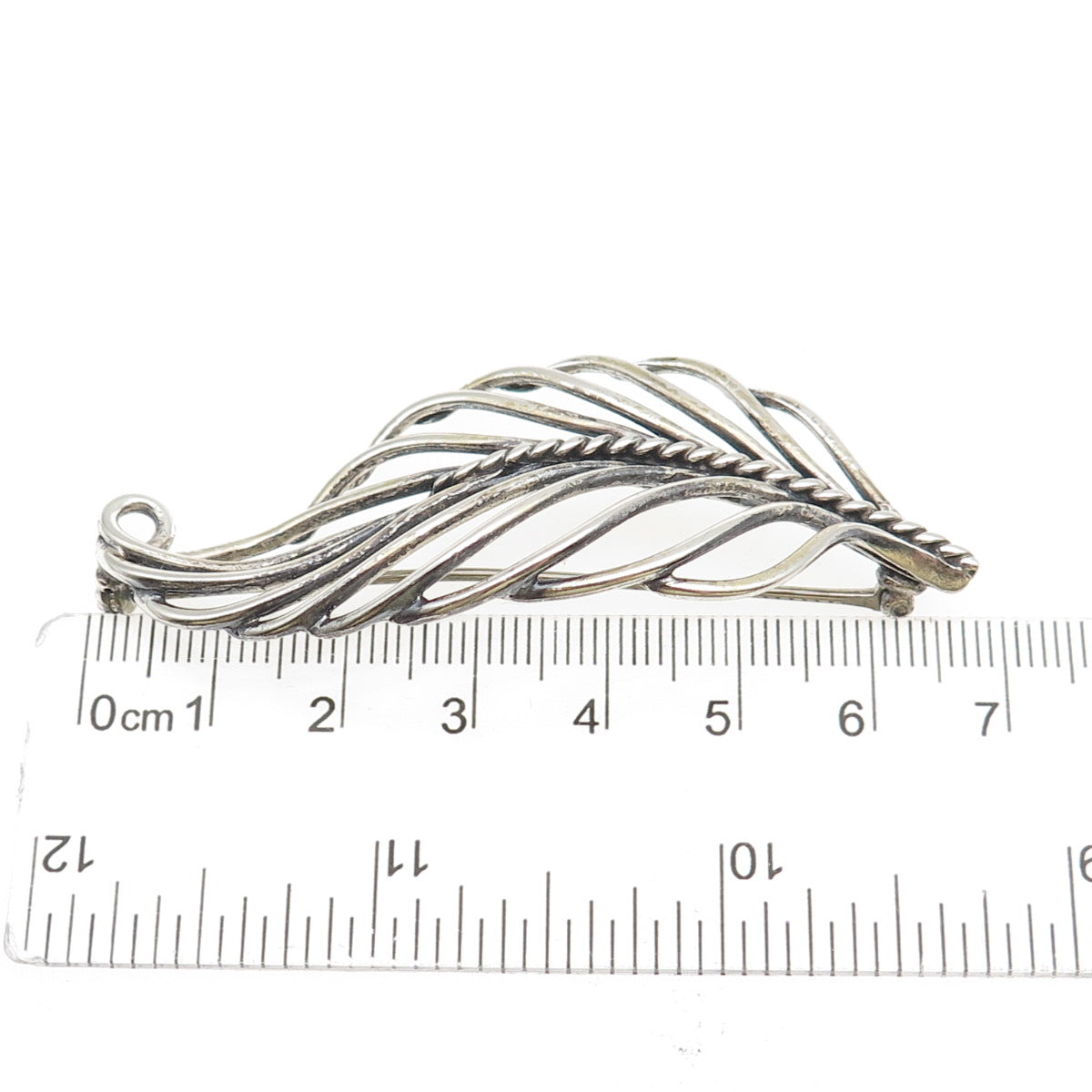 NAPIER 925 Sterling Silver Vintage Feather Oxidized Pin Brooch
