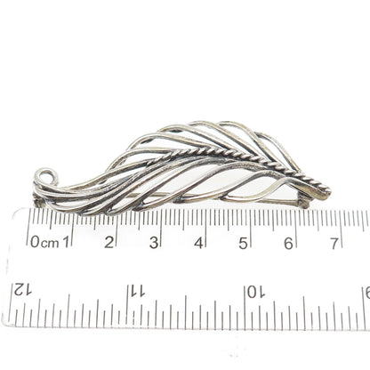 NAPIER 925 Sterling Silver Vintage Feather Oxidized Pin Brooch