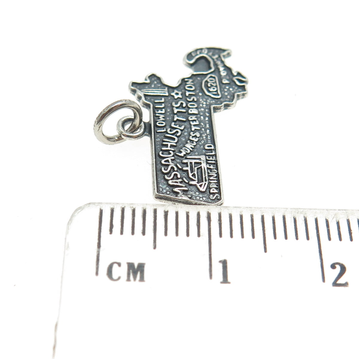 925 Sterling Silver Vintage "Massachusetts" State Map Charm Pendant