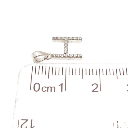 925 Sterling Silver Round-Cut C Z Letter H Initial Mini Charm Pendant