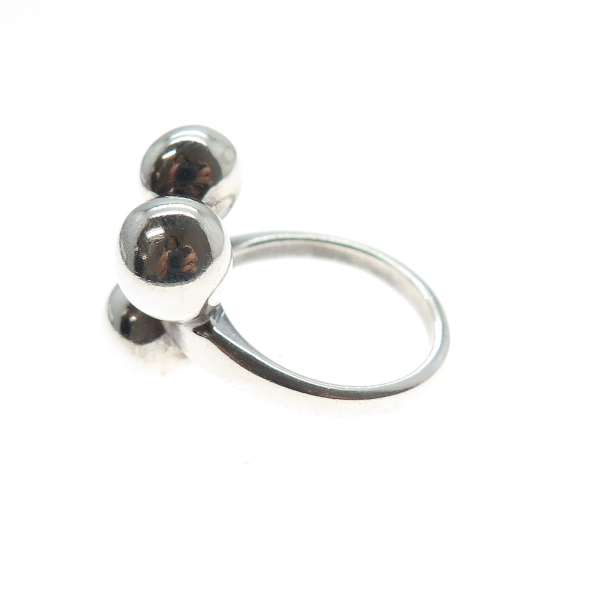 925 Sterling Silver Vintage Modernist Beaded Oxidized Ring Size 5.75