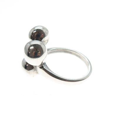925 Sterling Silver Vintage Modernist Beaded Oxidized Ring Size 5.75