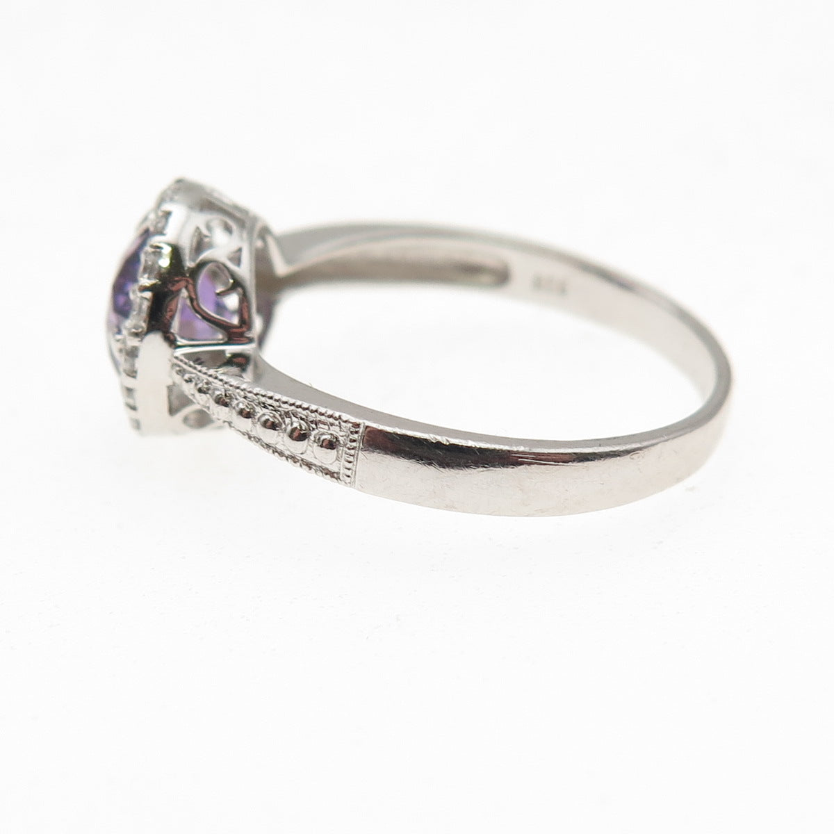 RSE Robert Seeman 925 Sterling Silver Purple & White C Z Ring Size 10.25