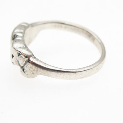 925 Sterling Silver Vintage Elephant Couple Oxidized Ring Size 7
