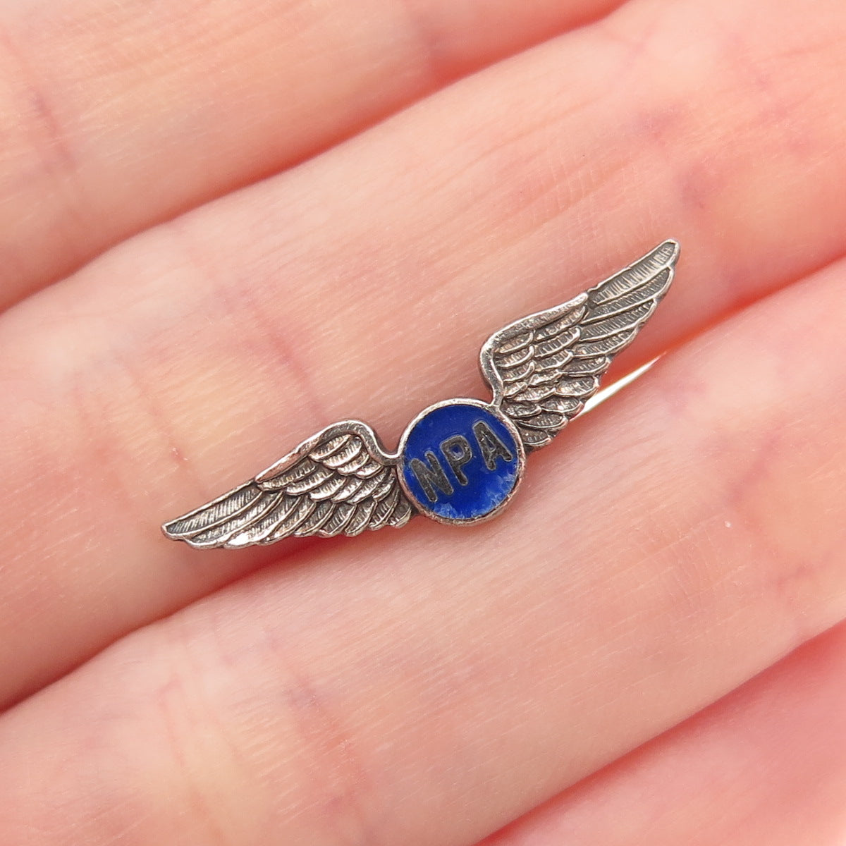 925 Sterling Silver Antique WWII Enamel National Pilot's Association Lapel Pin
