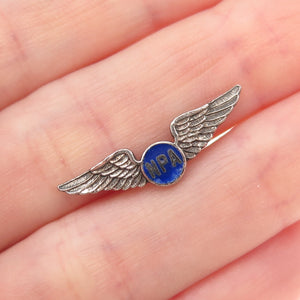 925 Sterling Silver Antique WWII Enamel National Pilot's Association Lapel Pin