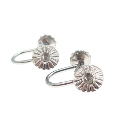 MARVELLA Sterling Silver Antique Art Deco Screw Back Earrings (missing pearls)