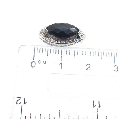 NEVADA 925 Sterling Silver Real Diamond & Black Spinel Minimalist Pendant