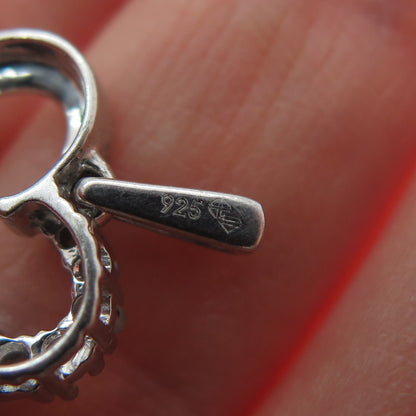 925 Sterling Silver Real Round-Cut Diamond Heart Key Charm Pendant