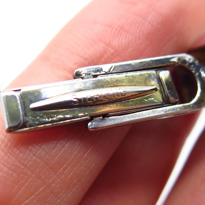 925 Sterling Silver Vintage Black Enamel Striped Cufflinks