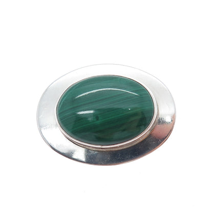 BEN J. CHAVEZ NAVAJO Old Pawn Sterling Silver Vintage Malachite Brooch Pendant