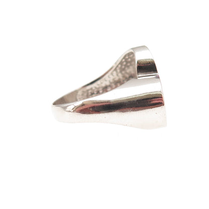 925 Sterling Silver Vintage Enamel Modernist Bypass Ring Size 4.75
