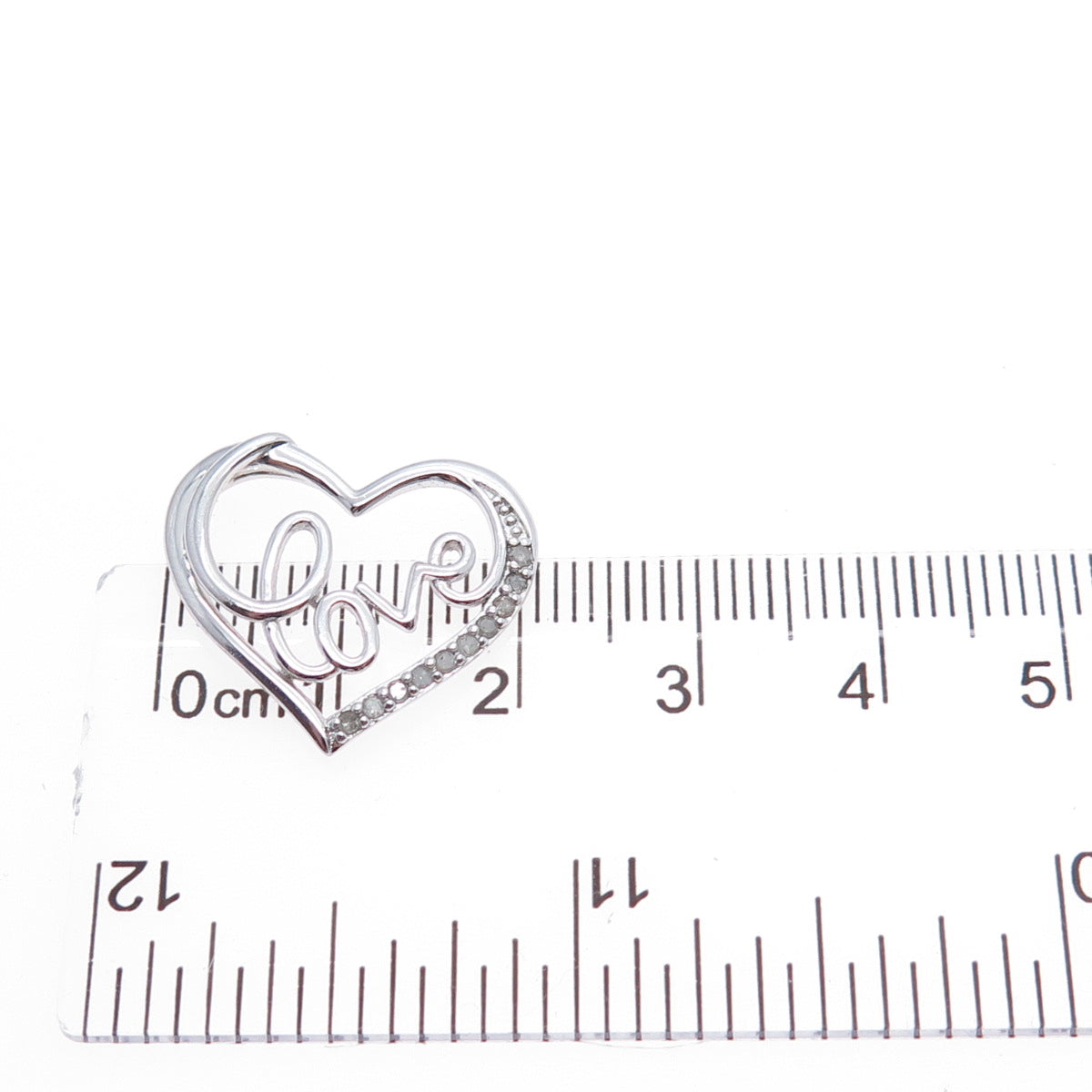 CHARLES WINSTON 925 Sterling Silver Real Diamond Love Heart Mini Slide Pendant