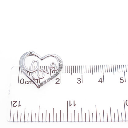 CHARLES WINSTON 925 Sterling Silver Real Diamond Love Heart Mini Slide Pendant