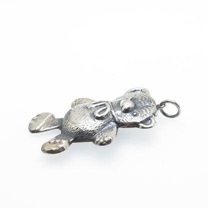 925 Sterling Silver Vintage Teddy Bear Oxidized Pendant