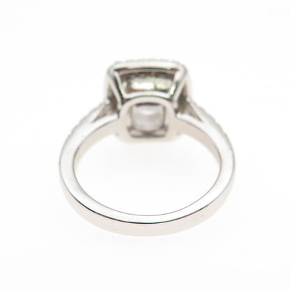 DSMK 925 Sterling Silver Cushion & Round-Cut C Z Engagement Ring Size 5