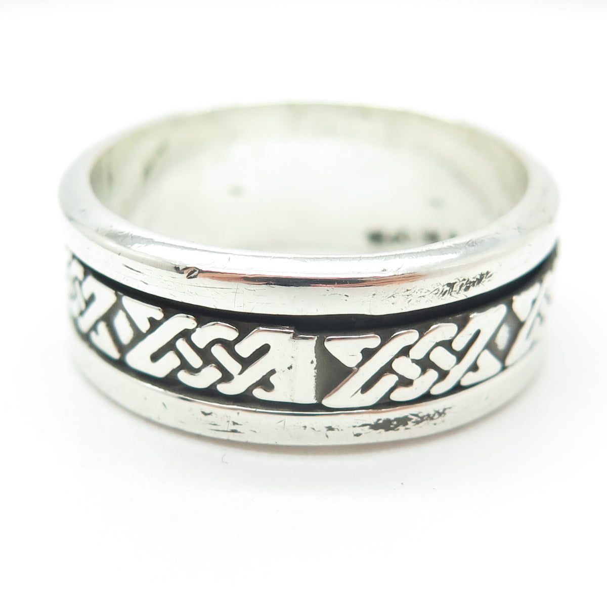 925 Sterling Silver Vintage Mexico Knot Oxidized Band Ring Size 14