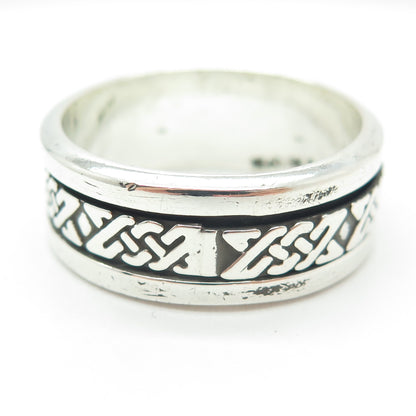 925 Sterling Silver Vintage Mexico Knot Oxidized Band Ring Size 14