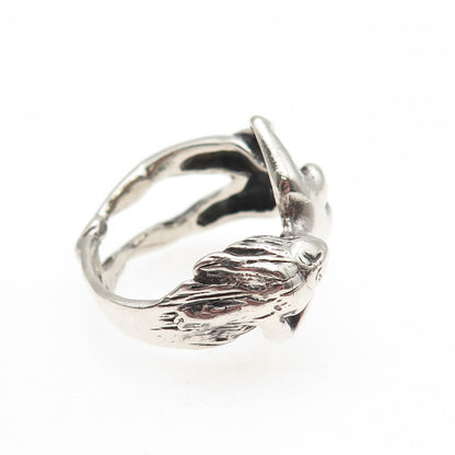 New Leaf 925 Sterling Silver Vintage Naked Woman Erotic Oxidized Ring Size 8