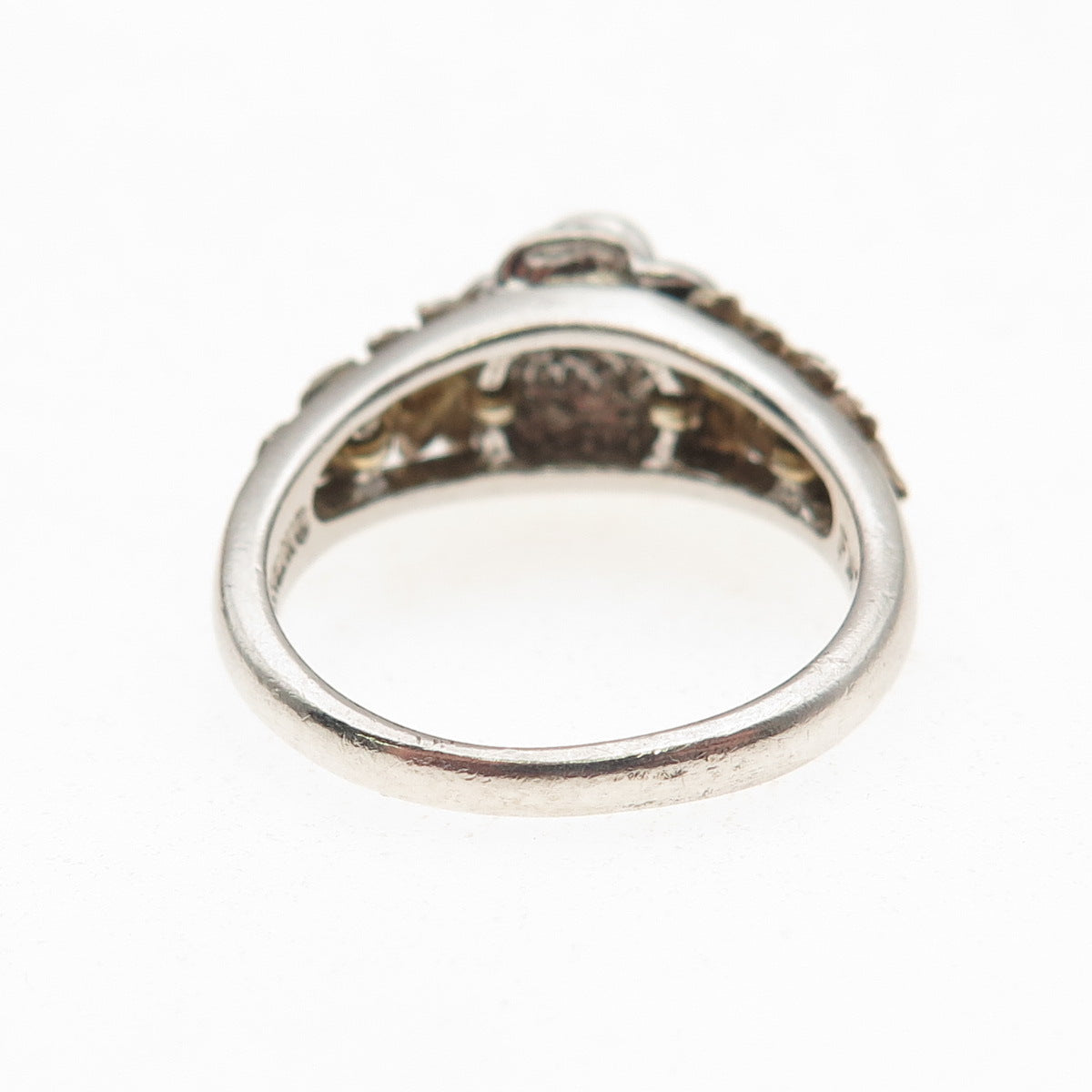Franklin Mint 925 Sterling 2-Tone Vintage Real Diamond Accent Rose Ring Size 9.5