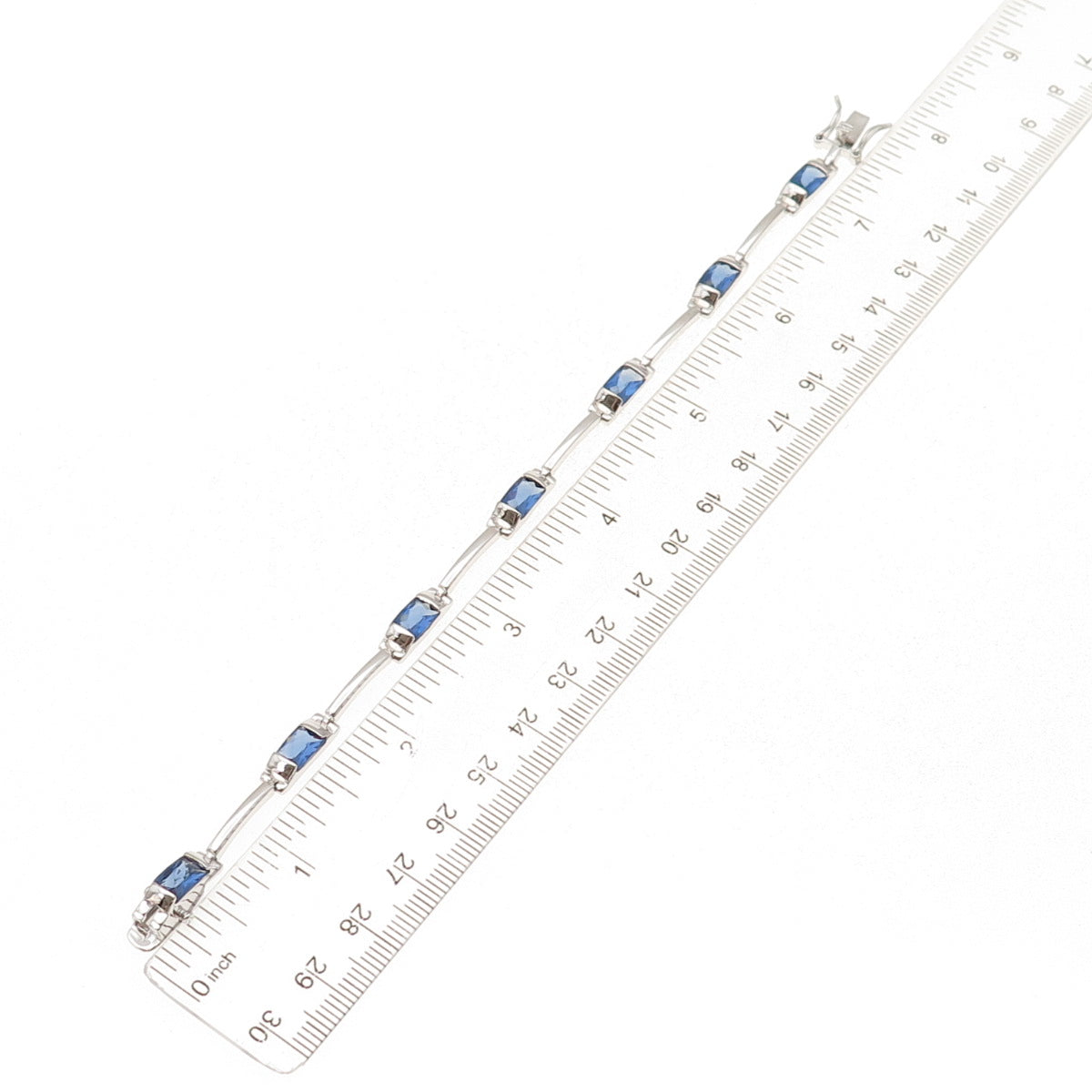 925 Sterling Silver Real Tanzanite Bar Link Bracelet 7.25"