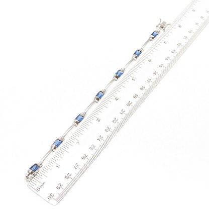 925 Sterling Silver Real Tanzanite Bar Link Bracelet 7.25"