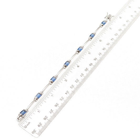 925 Sterling Silver Real Tanzanite Bar Link Bracelet 7.25"