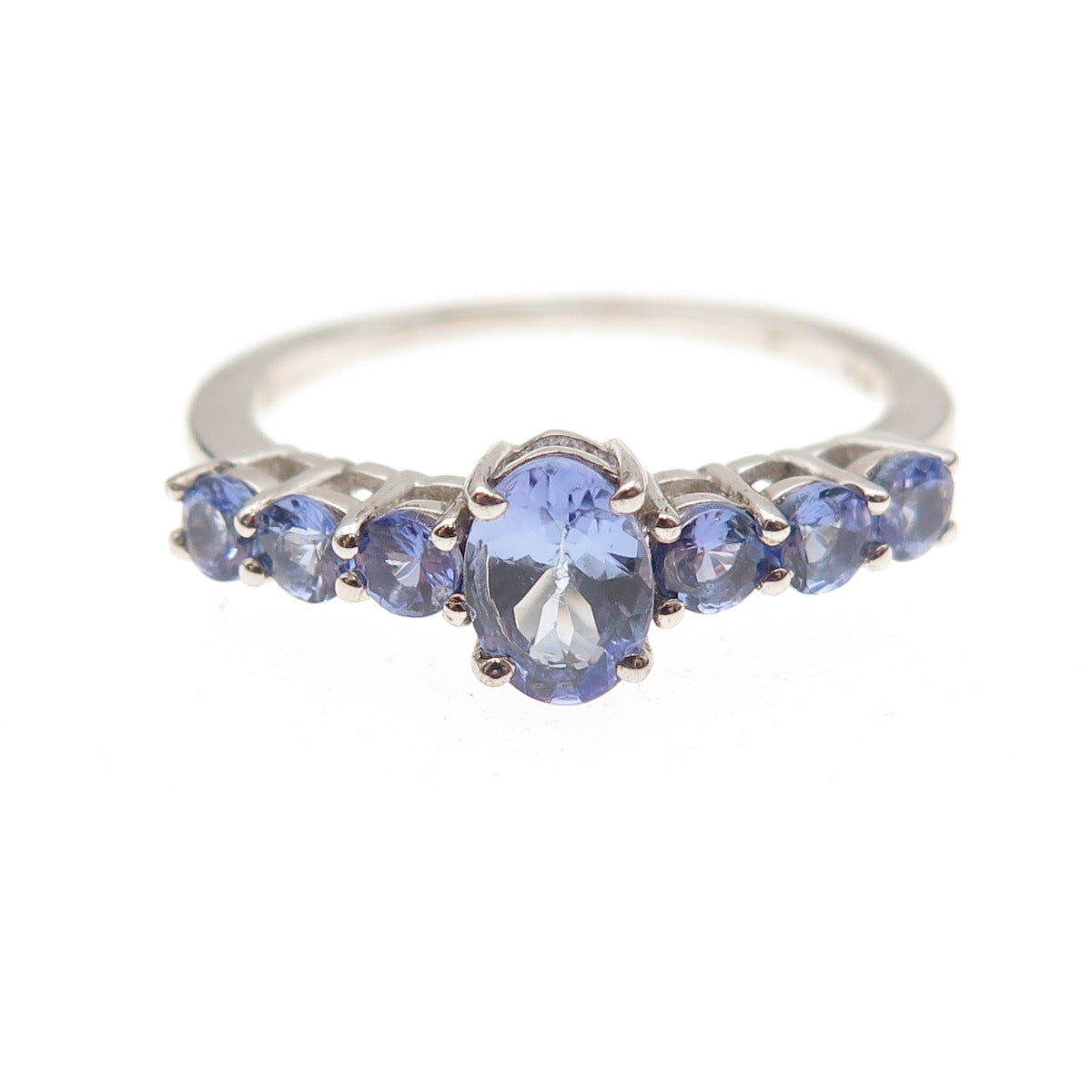 Chuck Clemency Sterling Silver Real Oval & Round-Cut Tanzanite Ring Size 8.25
