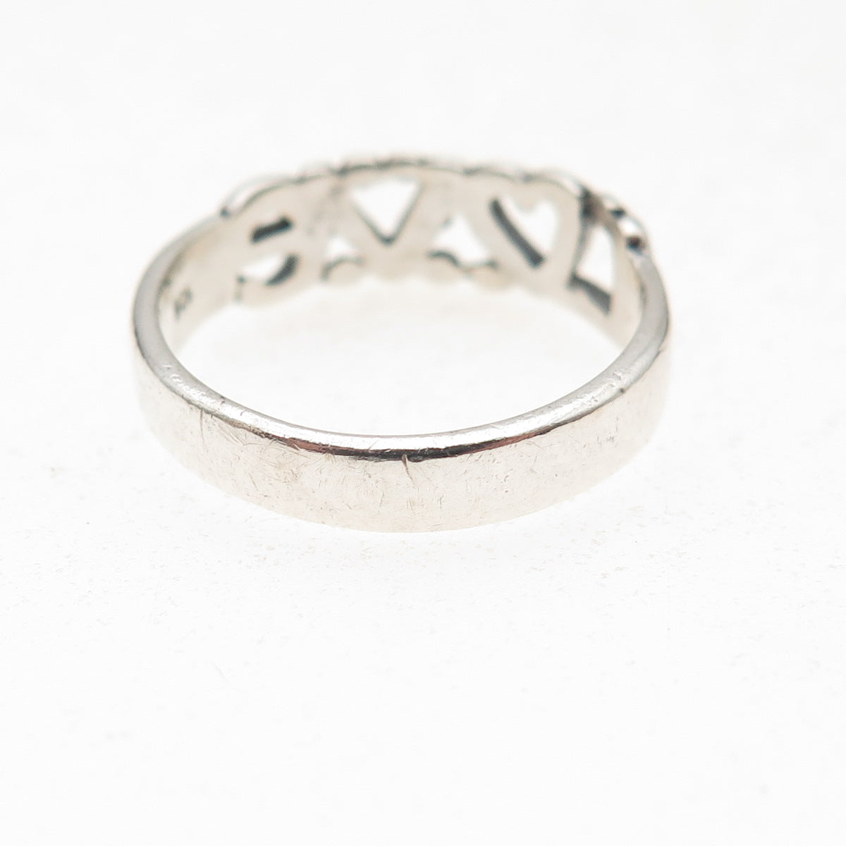 925 Sterling Silver Vintage Love Oxidized Ring Size 6