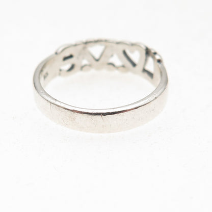 925 Sterling Silver Vintage Love Oxidized Ring Size 6