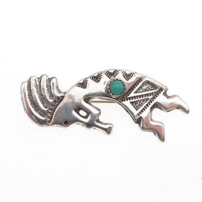 Jamison Kee Navajo Old Pawn 925 Sterling Vintage Turquoise Kokopelli Pin Brooch