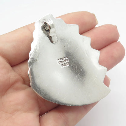 925 Sterling Silver 2-Tone Vintage Mexico Ribbed Pendant