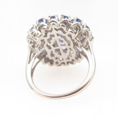 Chuck Clemency 925 Sterling Silver Real Tanzanite Floral Cluster Ring Size 8.25