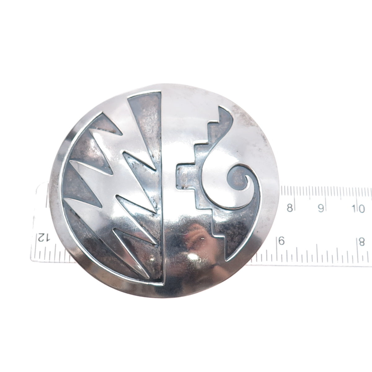 Old Pawn 925 Sterling Silver Vintage Southwestern Tribal Pin Brooch / Pendant