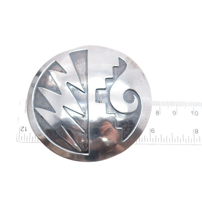 Old Pawn 925 Sterling Silver Vintage Southwestern Tribal Pin Brooch / Pendant