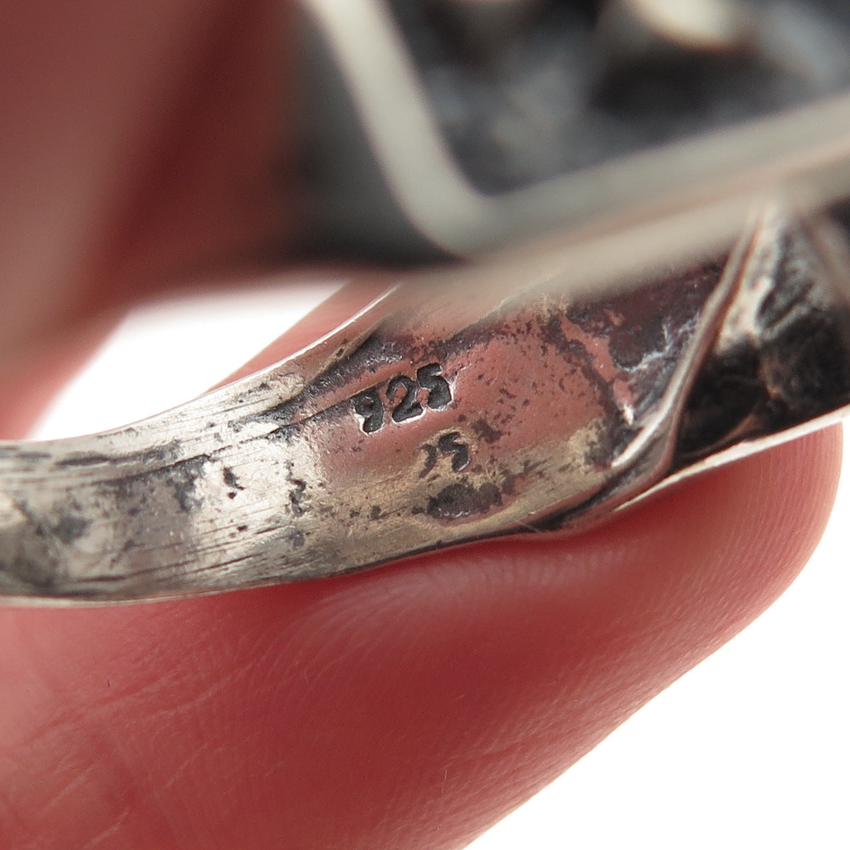 925 Sterling Silver Vintage Real Rhodolite Gothic Cross Oxidized Ring Size 12