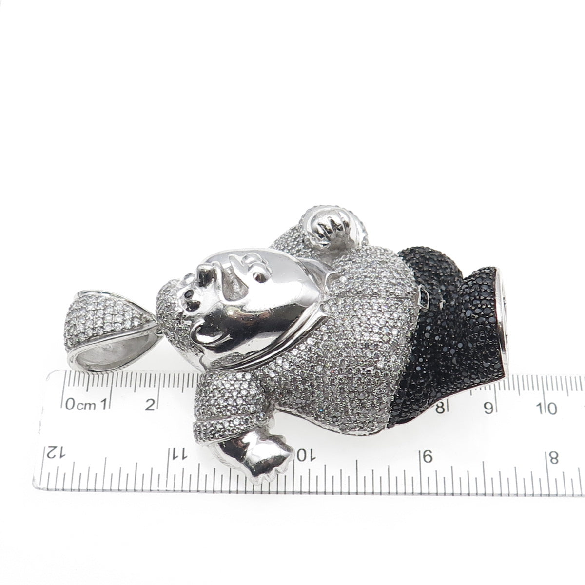 925 Sterling Black & White C Z Peter Griffin Family Guy Heavy 92.0g Pendant