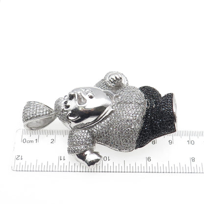 925 Sterling Black & White C Z Peter Griffin Family Guy Heavy 92.0g Pendant