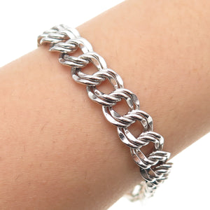 JACOBY BENDER 925 Sterling Silver Vintage Double Curb Link Bracelet 6.75"