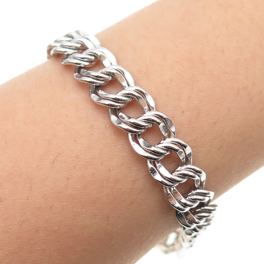 JACOBY BENDER 925 Sterling Silver Vintage Double Curb Link Bracelet 6.75"