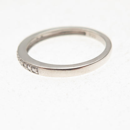 925 Sterling Silver Real Round-Cut Diamond Half Eternity Band Ring Size 7