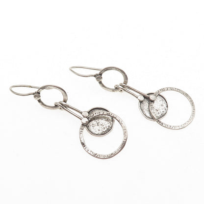 Silpada 925 Sterling Silver Vintage Hammered Disc Oxidized Dangle Earrings