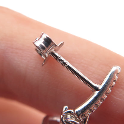 SC SAM C. 925 Sterling Silver Round & Heart-Cut C Z Dangle Earrings