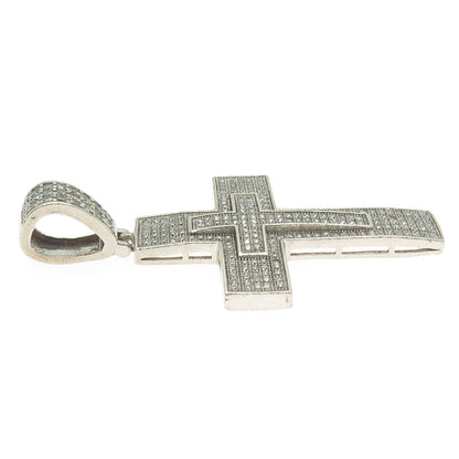 925 Sterling Silver Round-Cut C Z Cross Pendant