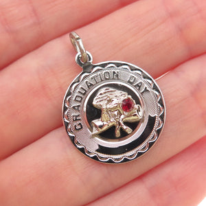 Spencer Co. 925 Sterling Silver Vintage Rhinestone Graduation Day Charm Pendant